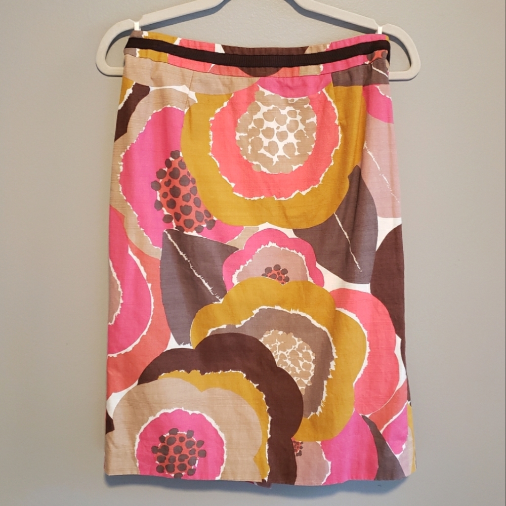 Boden Floral Pencil Skirt in Pink, Mustard & Brown